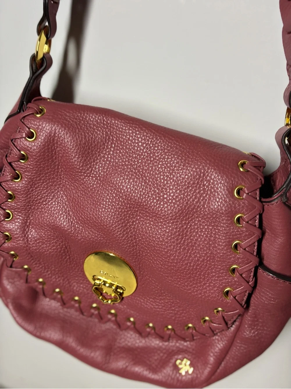 orYANY Dusty Rose Leather Shoulder Bag with Gold Hardware